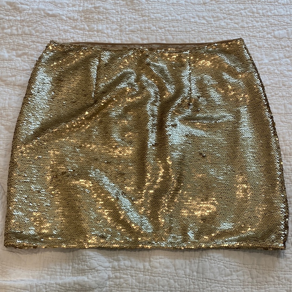 Gold Sequin Mini Skirt
